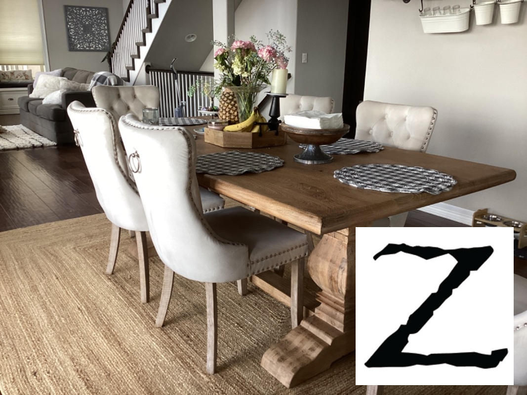 French Farmhouse Solid Wood Trestle Dining Table 84