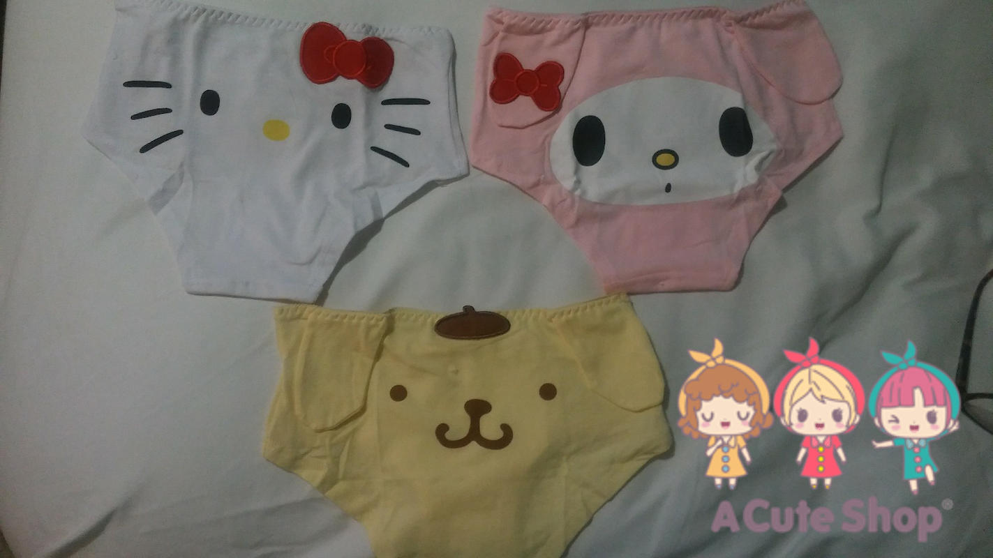 Sanrio Hello Kitty / My Melody / Pompom Purin Womens Underwear 3PC Pack  Cotton Mid Waist Full Coverage Brief Ladies Panties Lingerie Undergarments  Inspired by You.