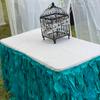 real user review Turquoise Curly Willow Taffeta Table Skirt 14ft