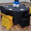 real user review Gold Spandex Stretch Banquet Chair Cover, Fitted with Metallic Shimmer Tinsel Back