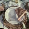 real user review 6 Pack Clear / Gold Acrylic Plastic Charger Plates With Gold Beaded Rim 12