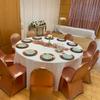 real user review Shiny Metallic Blush/Rose Gold Spandex Banquet Chair Cover, Glittering Premium Fitted Chair Cover