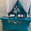 real user review 6ft Metallic Peacock Teal Rectangular Stretch Spandex Table Cover