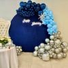 real user review 7.5ft Navy Blue Metallic Shimmer Tinsel Spandex Party Photo Backdrop, 2-Sided Round Wedding Arch Cover