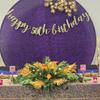 real user review 7.5ft Purple Metallic Shimmer Tinsel Spandex Party Photo Backdrop, 2-Sided Round Wedding Arch Cover