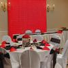 real user review 8ftx8ft Red Satin Rosette Backdrop Window Curtain Panel, Photo Booth Event Drapes