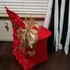 real user review Red Satin Rosette Spandex Stretch Fitted Folding Chair Cover