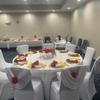 real user review White Ruched Swag Back Spandex Fitted Banquet Chair Cover With Foot Pockets