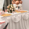 real user review White Pleated Satin Double Drape Table Skirt 14ft