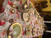 Sage green and gold plates