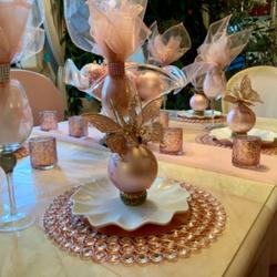 Wired Metal Charger Plate 14" Round Gold with Acrylic Crystal Beads - Glamorous Decorative Dinner Charger Tableware