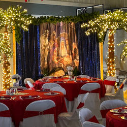 6-Pack Vinyl Dining Table Mats 18" Snowflake Design Silver - Metallic Non-Slip Surface for Holiday Themes