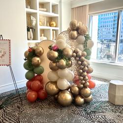 Gold Metal Round Top Double Arch Wedding Backdrop Stand, Flower Balloon Frame Ceremony Arbor 8ft Tall