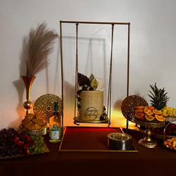 Metal Round Cake Dessert Display Stand 4ft Gold - Large Multi Functional Modern Bookcase Party Backdrop for Balloons Floral Installations & Event Decor