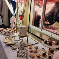Metal Round Cake Dessert Display Stand 4ft Gold - Large Multi Functional Modern Bookcase Party Backdrop for Balloons Floral Installations & Event Decor