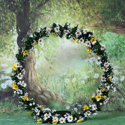 Gold Metal Round Hoop Wedding Centerpiece, Self Standing Table Floral Wreath Frame 28"