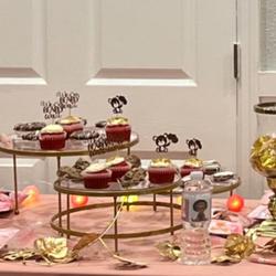 3-Tier Metal Cupcake Stand 23" Gold with Clear Round Acrylic Plates - Dessert Cake Display Holder for Events