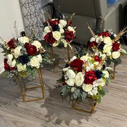 2 Pack White Artificial Peony Flower Wedding Bouquets, Faux Silk Flower Arrangements 19"