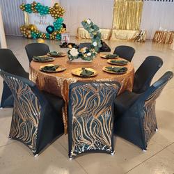 black and gold chair covers