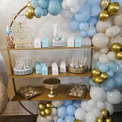 Metal Round Cake Dessert Display Stand 4ft Gold - Large Multi Functional Modern Bookcase Party Backdrop for Balloons Floral Installations & Event Decor