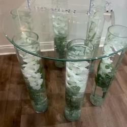 2 Pack Heavy Duty Clear Cylinder Glass Vases, Tall Flower Vase 32" Round