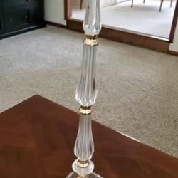 Gold / Clear Acrylic Crystal Pillar Candle Stand Table Centerpiece, Wedding Flower Bowl Pedestal 32"