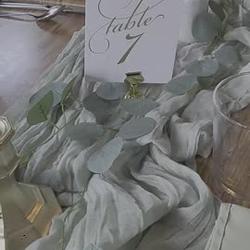 Sage Green Gauze Cheesecloth Boho Table Runner 10ft