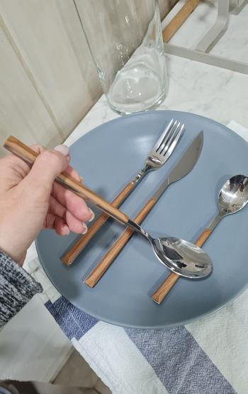 Kitchen Groups 16pcs Stainless Steel Wooden Handle Cutlery Set Dinnerware Review