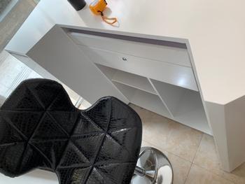 m2display Geometric White Reception Desk Design Cash Counter Till Desk Review