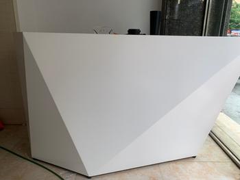 m2display Geometric White Reception Desk Design Cash Counter Till Desk Review