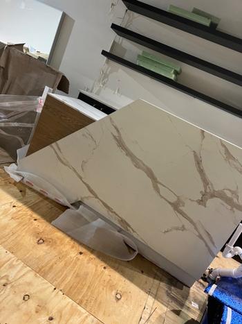 m2display Larger Reception Desk for Salon Spa Store Hotel (1.5~3m) with LED in Real Marble/ White Painting & Gold SS/ Wood Veneer - M2 Retail Review