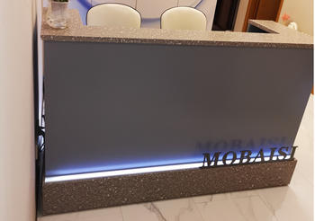 m2display LOFT Reception Desk for Barber Salon Store Office (1.2~2.4m) in Stainless Steel & Wood Painting - M2 Retail Review