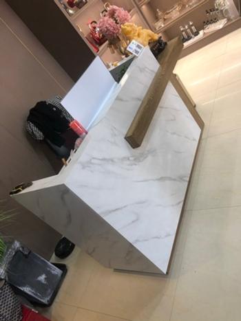 m2display Modern Marble Laiminate Reception Desk Big Reception Counter for Retail Store or Reception Review