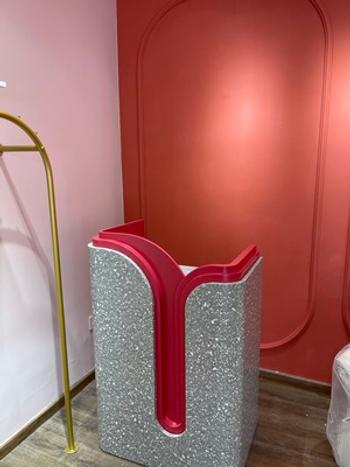 m2display Free Shipping Beauty Salon Small Reception Desk Curved Terrazzo Sticker in Morandi Red Review