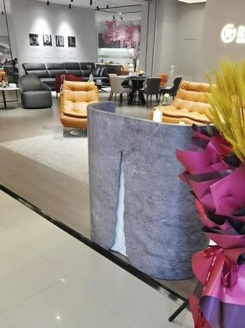 m2display Small Curved Reception Counter Store Font Desk in Grey Marble Reception Counter Table for All Purpose Review