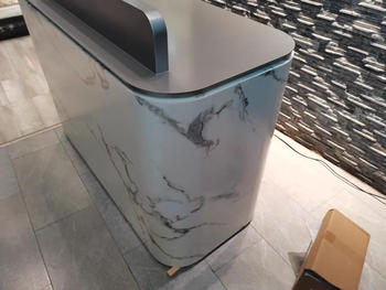 m2display 1.4m Long Curved Luxury White Marble Laminate Reception Desk Till Counter for Retail Store Review