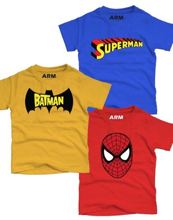 ARM Apparels Pack of 3 Super Heroes T-Shirt For Kids - BAT-SUP-SPI_3 Review