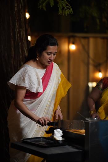 CHHAPA CHANDERI SAREE- Pujo with Red & Yellow Review