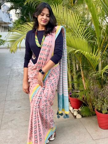 CHHAPA SAREE - Moods in Pastel Blue Review
