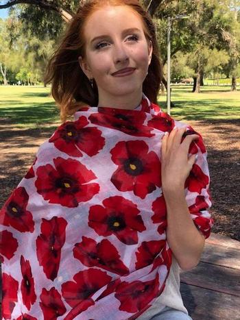 Scarves Australia ⭐️ Red Poppy Scarf Shawl on White Review