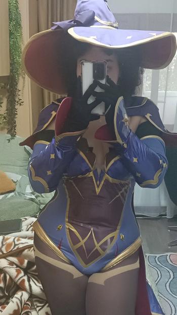 Uwowo Cosplay 【In Stock】Uwowo Game Genshin Impact Plus Size Cosplay Mona Megistus Astral Reflection Costume Cute Enigmatic Astrologer Bodysuit Review