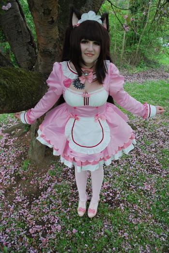 Uwowo Cosplay 【In Stock】Uwowo Game Nekopara vol.4 Chocola Maid Dress Cosplay Costume Cute Pink Dress Review