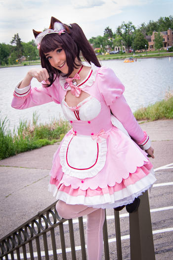 Uwowo Cosplay 【In Stock】Uwowo Game Nekopara vol.4 Chocola Maid Dress Cosplay Costume Cute Pink Dress Review