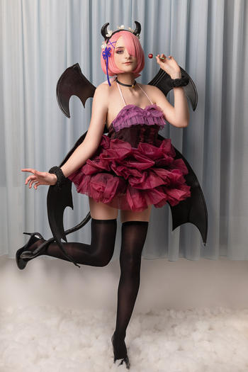 Uwowo Cosplay 【In Stock】Uwowo Re:Zero Ram Cosplay Costume Cute Halloween Devil Cosplay Dress Review