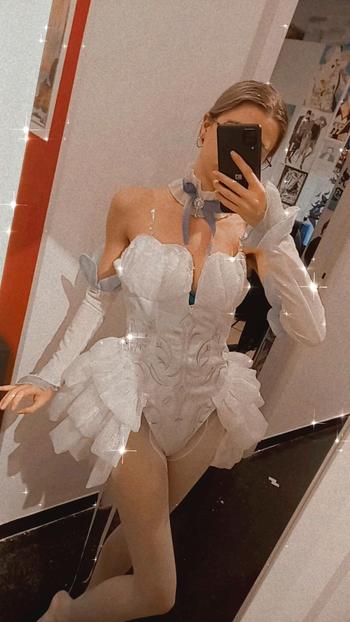 Uwowo Cosplay 【In Stock】Uwowo Vocaloid Hatsune Miku: Flower Fairy Nemophilia Ver. White Dress Figure Ver. Cosplay Costume Review