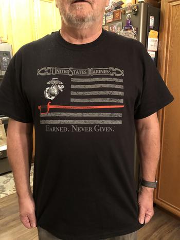 Shop Erazor Bits Marine Corps USMC Thin Red Line American Flag Earned Never Given Premium T-Shirt Review