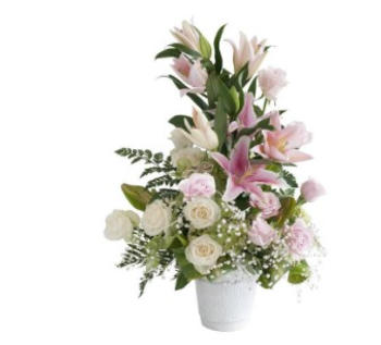 Outerbloom White And Soft Pink Roses, Casablanca Lily And Filler in Vase Review