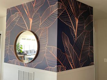 ONDECOR Minimalist Leaves Removable Wallpaper Wall Decor Home Decor Printable Wall Art Room Decor / Navy and Non-Metalic Wallpaper - B983 Review