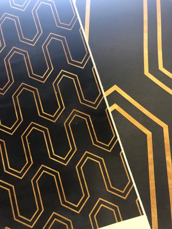 ONDECOR Removable Wallpaper Peel and Stick Wallpaper Wall Paper Wall Mural - Art Deco Black and Non-Metalic Yellow Gold Color - A436 Review
