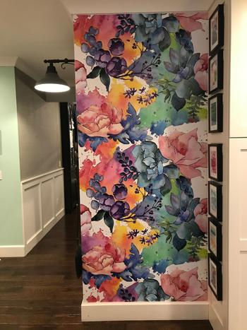 ONDECOR Floral Wallpaper, Removable Wallpaper, Flower Wallpaper, Watercolor print, Watercolor mural, Watercolor print - B064 Review